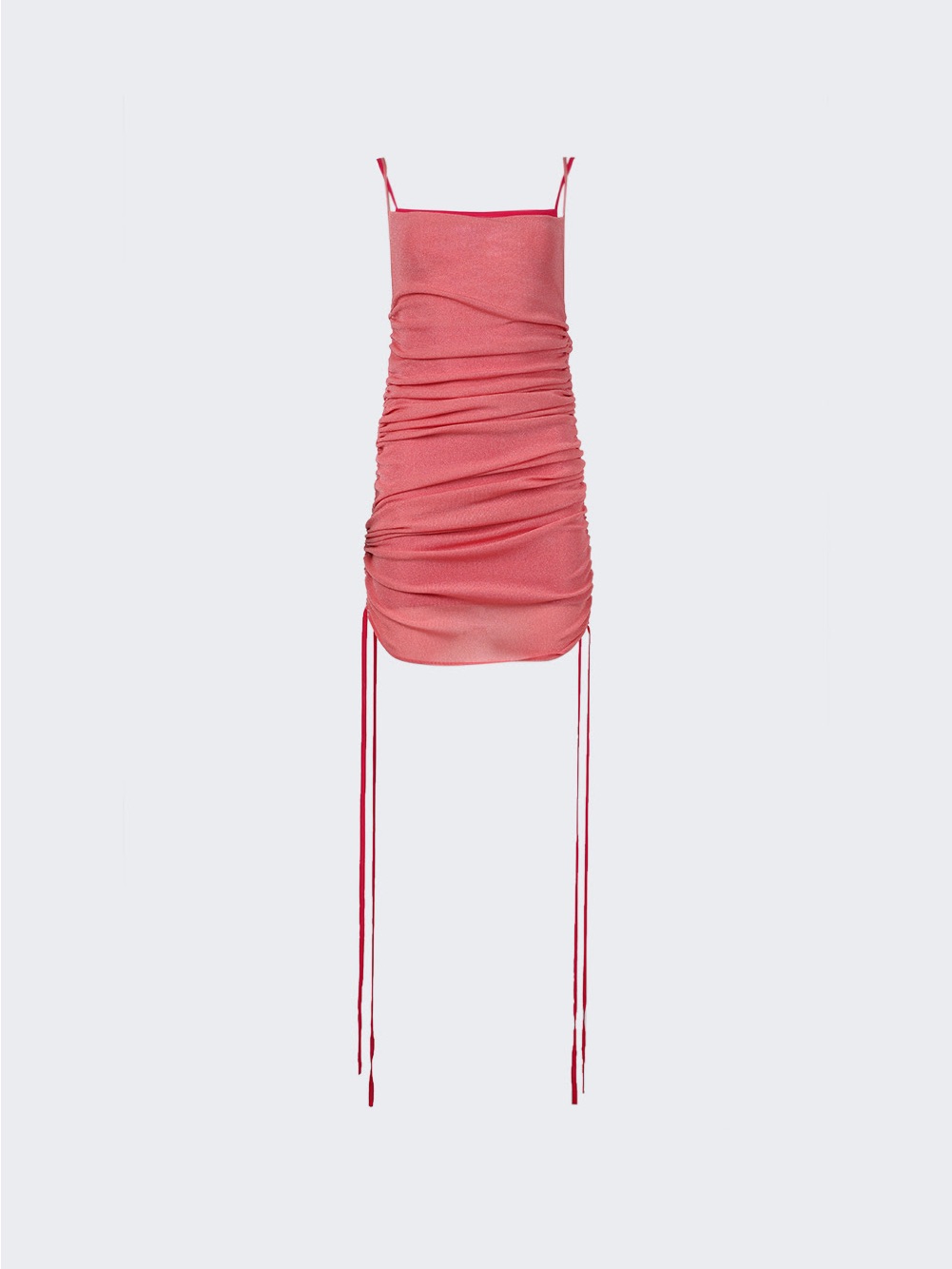 Dion Lee Sheer Multirib Drape Mini Dress (Fuchsia)